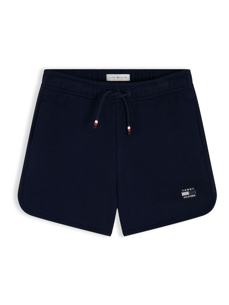 Tommy Hilfiger Navy Blue Tonal Flag Logo Terry Sweat Shorts - Image 5 of 5