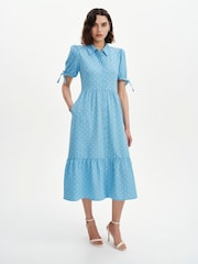 Finery Blue Spot Estee Spot Midi Shirt Dress - Image 1 of 4