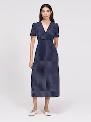 Albastru - Rochie midi cu decolteu în V Finery Nieve - Imaginea 3 din 6