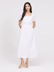 Finery White Mandy Cotton Voile Midi Dress - Image 1 of 4