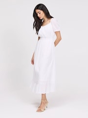 Finery White Mandy Cotton Voile Midi Dress - Image 2 of 4