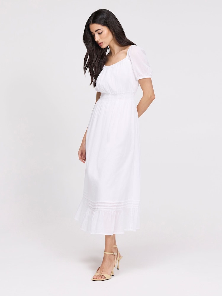 Finery White Mandy Cotton Voile Midi Dress - Image 2 of 4 Finery White Mandy Cotton Voile Midi Dress - Image 2 of 4