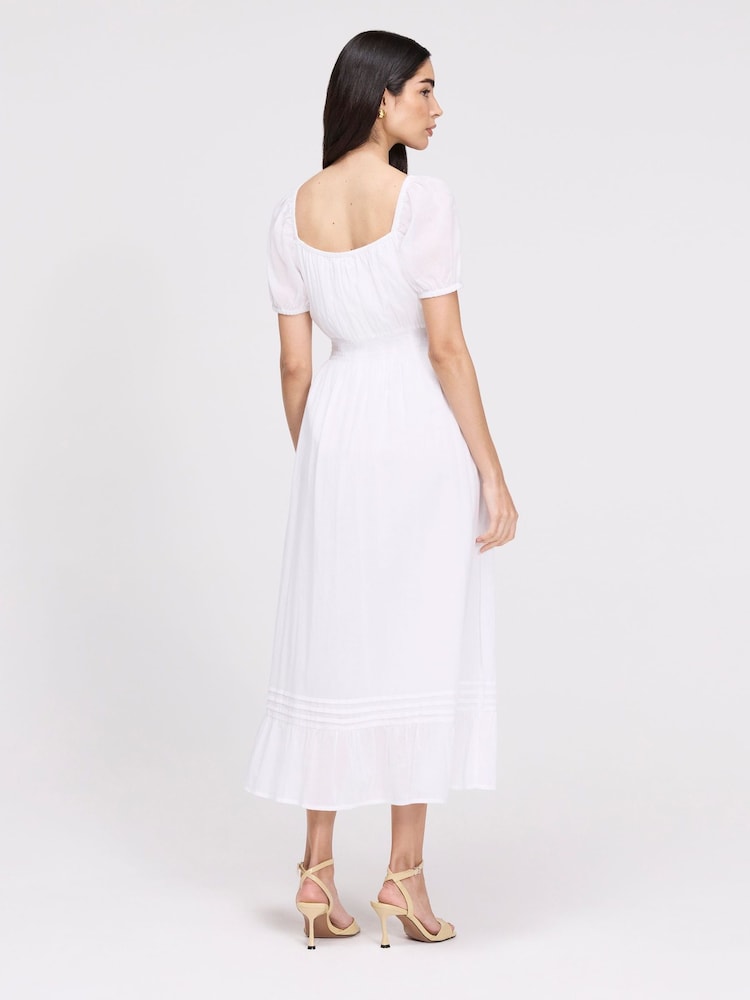 Finery White Mandy Cotton Voile Midi Dress - Image 4 of 4 Finery White Mandy Cotton Voile Midi Dress - Image 4 of 4