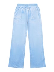 Juicy Couture Girls Blue Velour Patch Pocket Joggers - Image 1 of 3