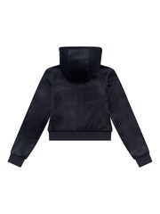 Negru - Hanorac din velur cu fermoar întreg pentru fete Juicy Couture Roz - Imaginea 2 din 3