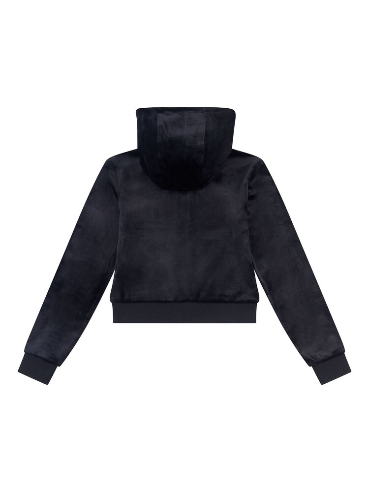 Negru - Hanorac din velur cu fermoar întreg pentru fete Juicy Couture Roz - Imaginea 2 din 3