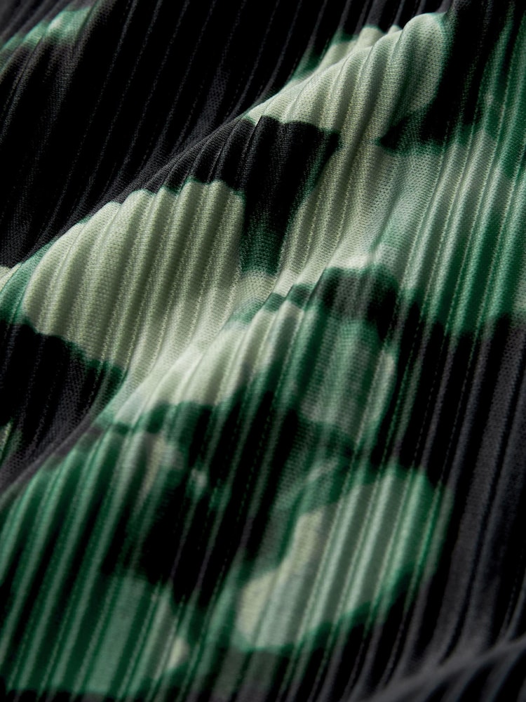 Blue/Green Long Sleeve Plissé Jumpsuit - Image 6 of 6