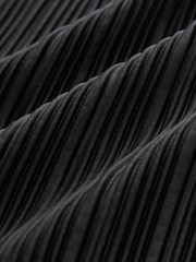 Black Long Sleeve Plissé Jumpsuit - Image 6 of 6