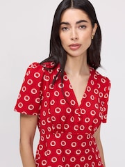 Finery Red Nieve V-Neck Midi Dress - Image 3 of 4