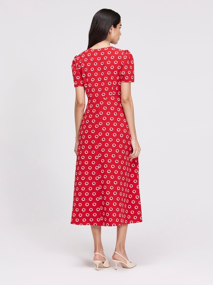 Finery Red Nieve V-Neck Midi Dress - Image 4 of 4 Finery Red Nieve V-Neck Midi Dress - Image 4 of 4