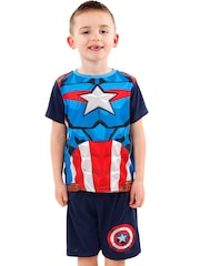 Character Black Captain America Pyjamas Short Bottoms - Image 1 of 7