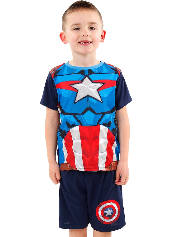 Character Black Captain America Pyjamas Short Bottoms - Image 1 of 7