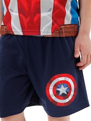 Character Black Captain America Pyjamas Short Bottoms - Image 3 of 7