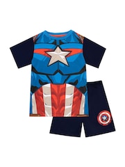 Character Black Captain America Pyjamas Short Bottoms - Image 4 of 7