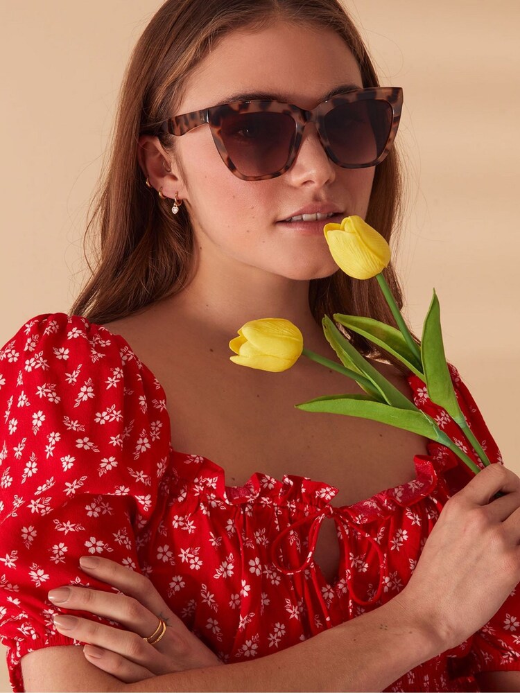 Accessorize Brown Chunky Cateye Sunglasses - Image 1 of 2