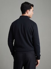 Reiss Navy Flintoff Hybrid Quilt and Knit Zip-Through Jacket - Image 4 of 8