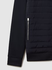 Reiss Navy Flintoff Hybrid Quilt and Knit Zip-Through Jacket - Image 6 of 8