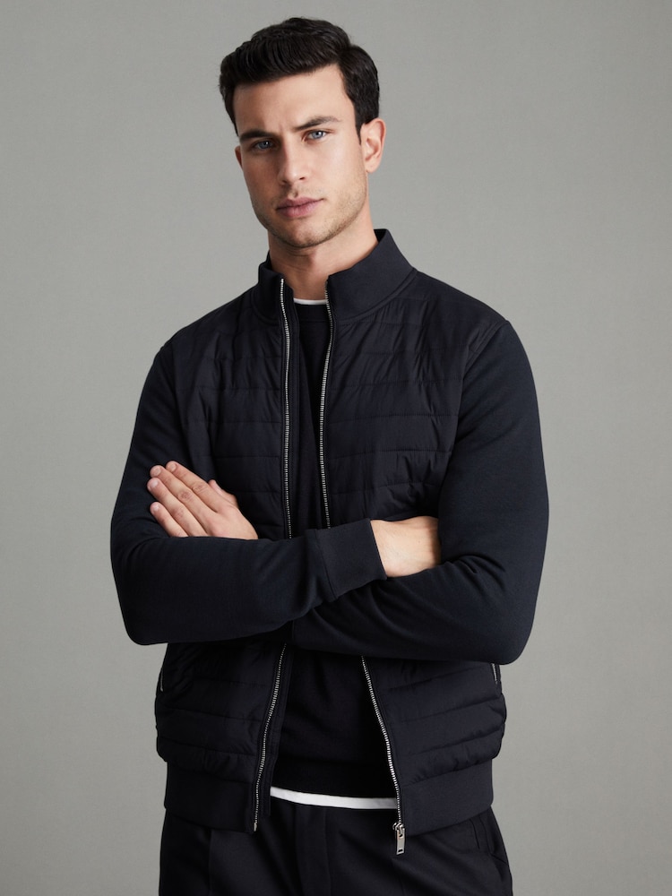 Veste hybride matelassée et tricotée zippée Reiss Flintoff - Image 7 of 8
