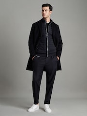 Reiss Navy Flintoff Hybrid Quilt and Knit Zip-Through Jacket - Image 8 of 8