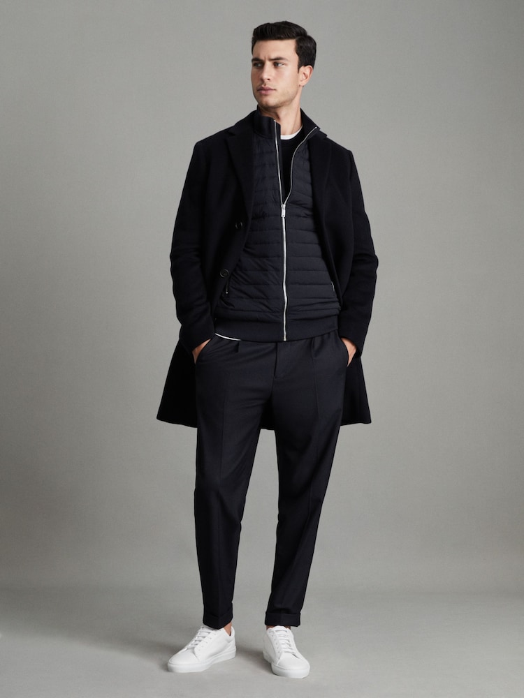 Reiss Navy Flintoff Hybrid Quilt and Knit Zip-Through Jacket - Image 8 of 8