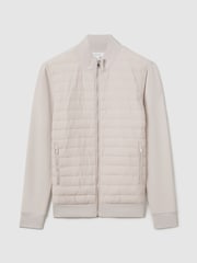 Reiss Stone Flintoff Hybrid Quilt and Knit Zip-Through Jacket - Image 2 of 7