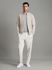 Reiss Stone Flintoff Hybrid Quilt and Knit Zip-Through Jacket - Image 3 of 7