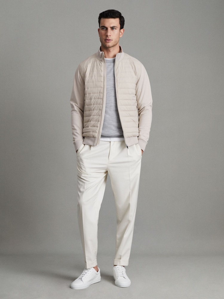 صخري - سترة بسحاب كامل محبوكة ومبطنة من قماش هجين Flintoff من Reiss - Image 3 of 7
