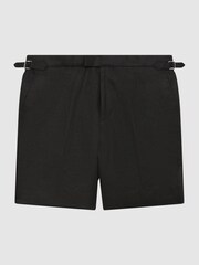 Reiss Black Searcy Linen Side Adjuster Shorts - Image 2 of 6