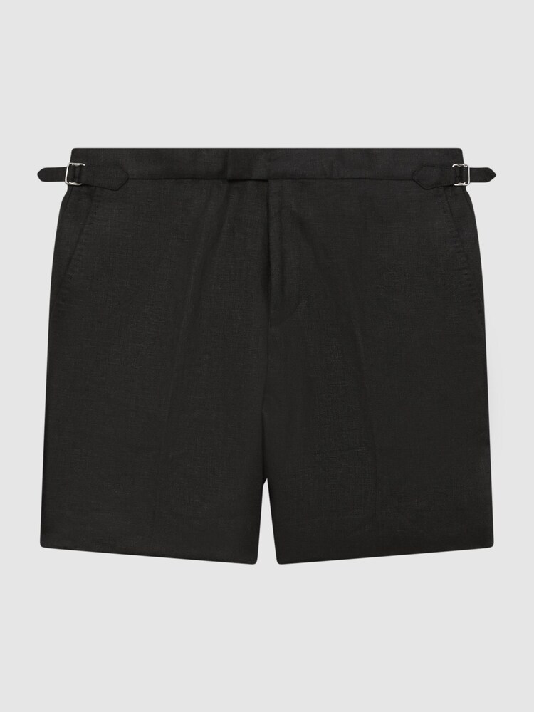 Reiss Black Searcy Linen Side Adjuster Shorts - Image 2 of 6