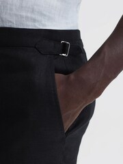 Reiss Black Searcy Linen Side Adjuster Shorts - Image 4 of 6