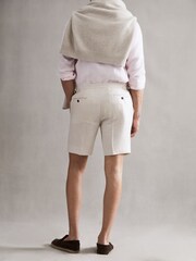 Reiss Oatmeal Searcy Linen Side Adjuster Shorts - Image 5 of 6