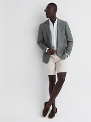 Reiss Oatmeal Searcy Linen Side Adjuster Shorts - Image 6 of 6