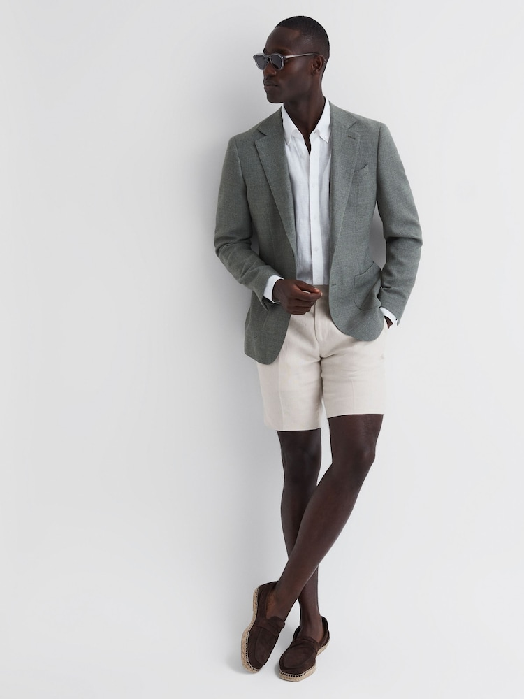 Reiss Oatmeal Searcy Linen Side Adjuster Shorts - Image 6 of 6