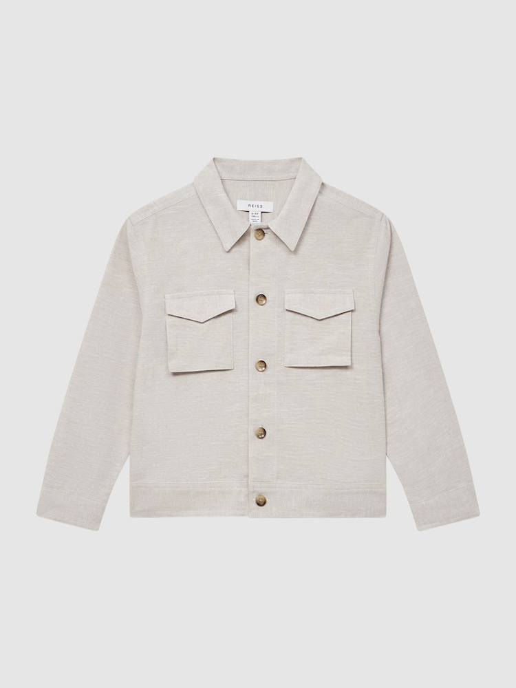 Reiss Ecru Miles Cotton-Linen Long Sleeved Shirt - Image 2 of 7