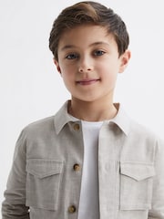 Reiss Ecru Miles Cotton-Linen Long Sleeved Shirt - Image 4 of 7