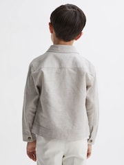 Reiss Ecru Miles Cotton-Linen Long Sleeved Shirt - Image 5 of 7