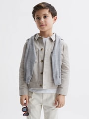 Reiss Ecru Miles Cotton-Linen Long Sleeved Shirt - Image 6 of 7