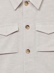 Reiss Ecru Miles Cotton-Linen Long Sleeved Shirt - Image 7 of 7