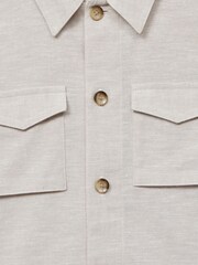 Reiss Ecru Miles Junior Cotton-Linen Long Sleeved Shirt - Image 7 of 7