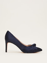 Phase Eight Blue Satin Knot Front Court Shoes - Image 1 of 7