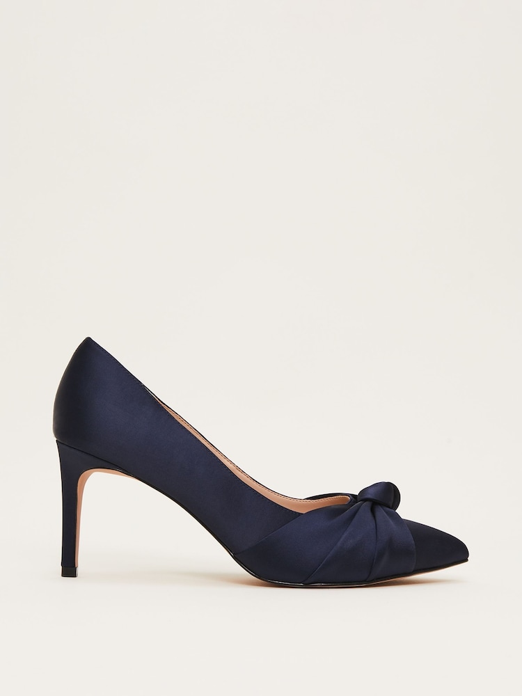 Phase Eight Blue Satin Knot Front Court Shoes - Image 1 of 7