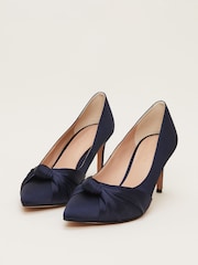 Phase Eight Blue Satin Knot Front Court Shoes - Image 2 of 7