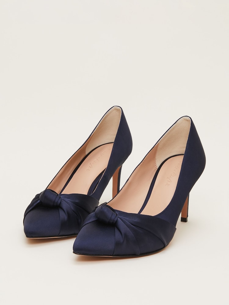 Phase Eight Blue Satin Knot Front Court Shoes - Image 2 of 7