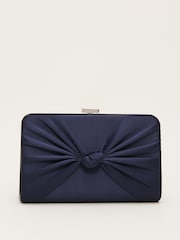 Phase Eight Blue Satin Knot Front Box Clutch - Image 3 of 7
