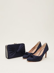 Phase Eight Blue Satin Knot Front Box Clutch - Image 7 of 7