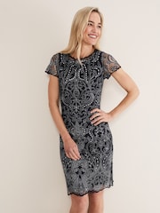 Phase Eight Black/White Embroidered Esme Dress - Image 1 of 1
