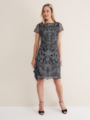 Phase Eight Black/White Embroidered Esme Dress - Image 2 of 5