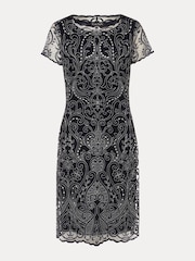 Phase Eight Black/White Embroidered Esme Dress - Image 5 of 5