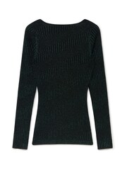 Another Sunday Knitted Metallic Long Sleeved Top With Sweetheart Neckline In Green - Image 4 of 5