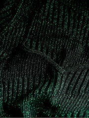 Another Sunday Knitted Metallic Long Sleeved Top With Sweetheart Neckline In Green - Image 5 of 5